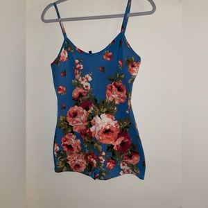 Floral Romper-Blue